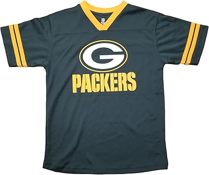 Amazon Com Green Bay Packers Green Nfl Youth Team Apparel V Neck Jersey Large 14 16 Clothing