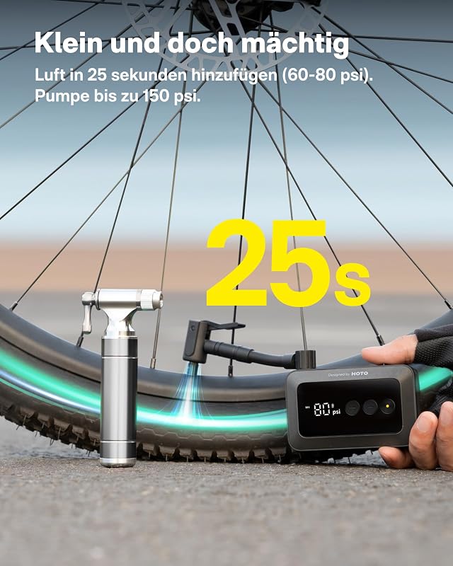 Mini Elektrische Fahrradpumpe, 10,3 BAR/150 PSI