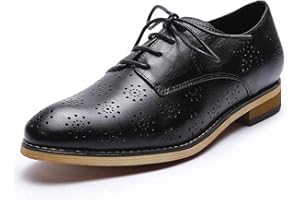 Mona flying Women's Leather Perforated Lace-up Oxfords Brogue Wingtip Derby Shoes for ladis Women
