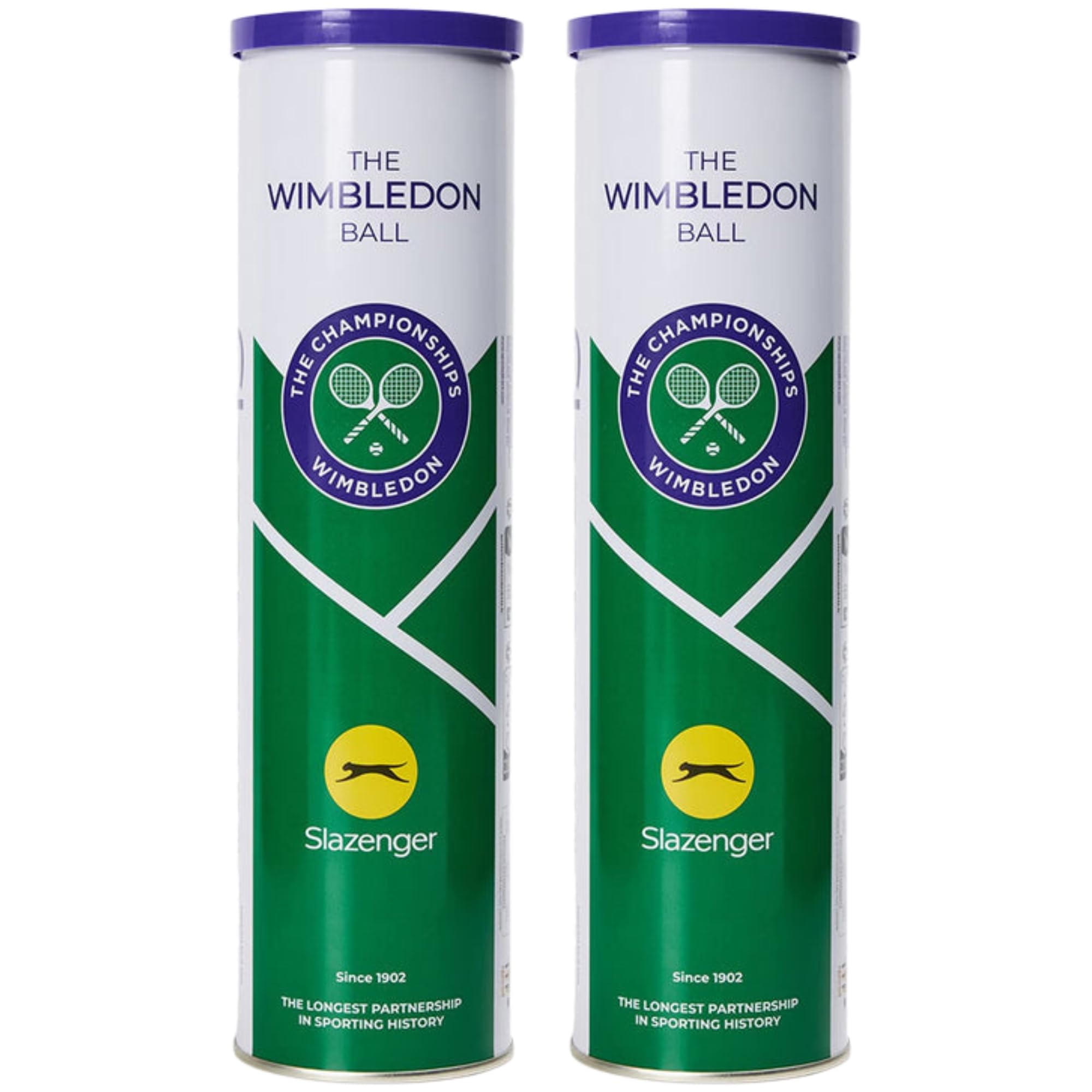zaizah 2 x Slazenger Wimbledon Tennis Balls - Official Championship Ball - High-Performance, Durable, Suitable for All Court Types (Tin of 4)