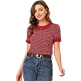 Allegra K Women's Peter Pan Collar Shirt Vintage 1950s Polka Dots Blouse