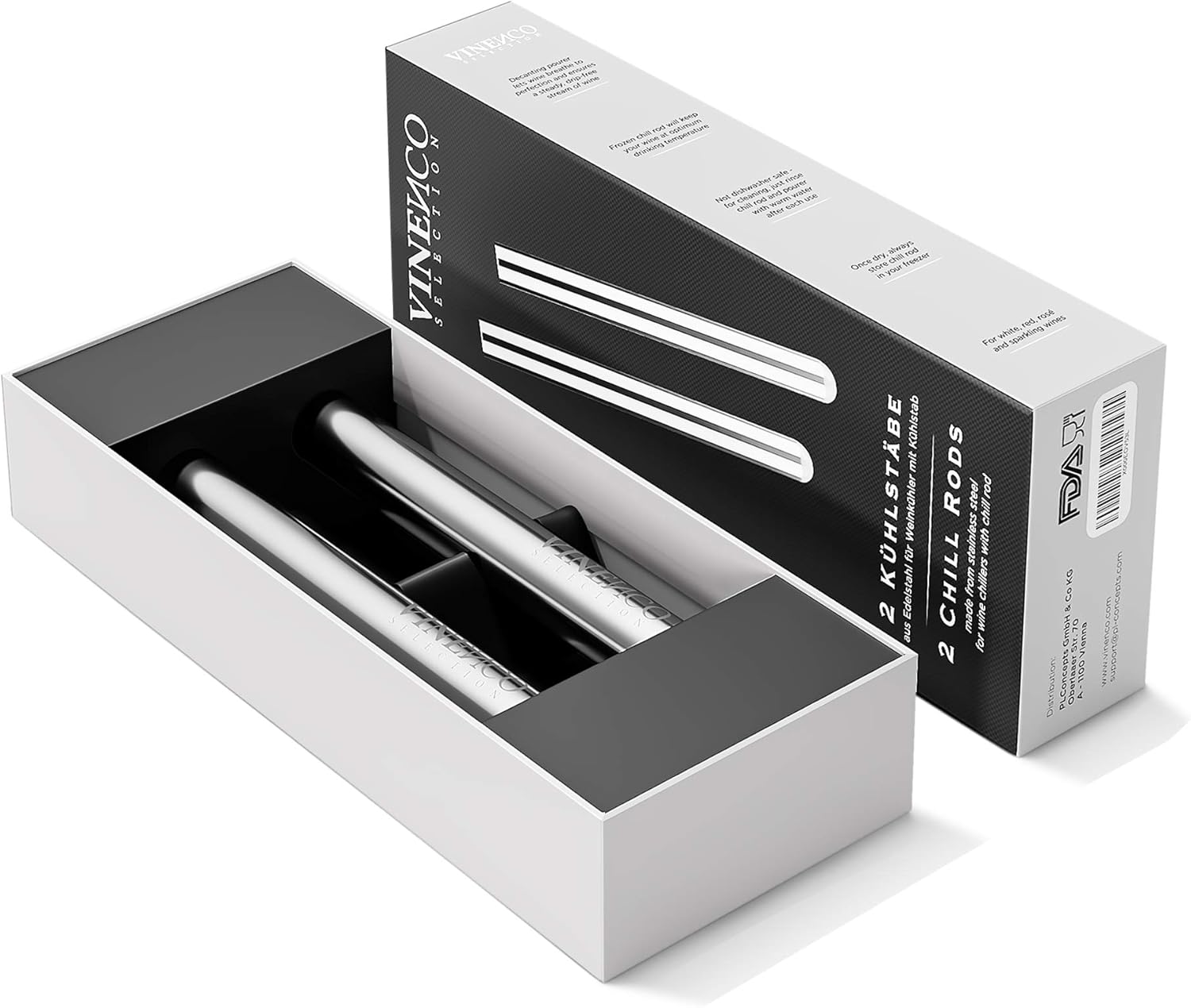 2 Extra Stainless Steel Chill Rods for Your VINENCO Wine Cooler Set