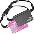 Waterproof Fanny Pack Waist Pouch (2 Pack) for Men & Women Cruise Ship Essentials 2025 Dry Bag Water Resistant with Adjustable Waist Strap Water Sports (Black/Transparent & Sheer Pink)