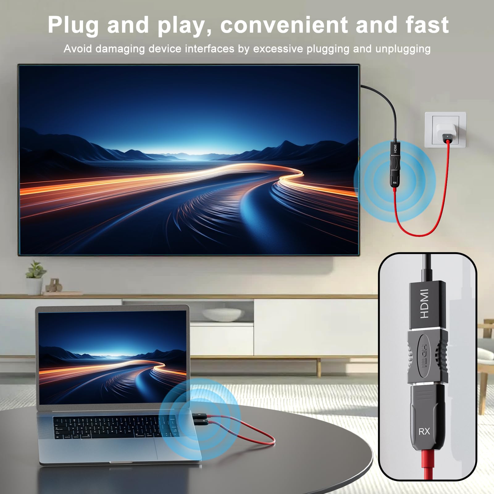 Wireless HDMI Transmitter and Receiver, Portable USB C to HDMI Wireless Sender Kit, Mirroring Small Screens to Big Screens, Supports Projecting YouTube/Netflix/Hulu and more Streaming, Plug and Play