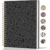 Lacama Leopard Cheetah Print Notebook Journal Gifts for Women, Trendy Black Leopard Print Spiral Notebook, School Supplies, Office Supplies 5.5x8.3