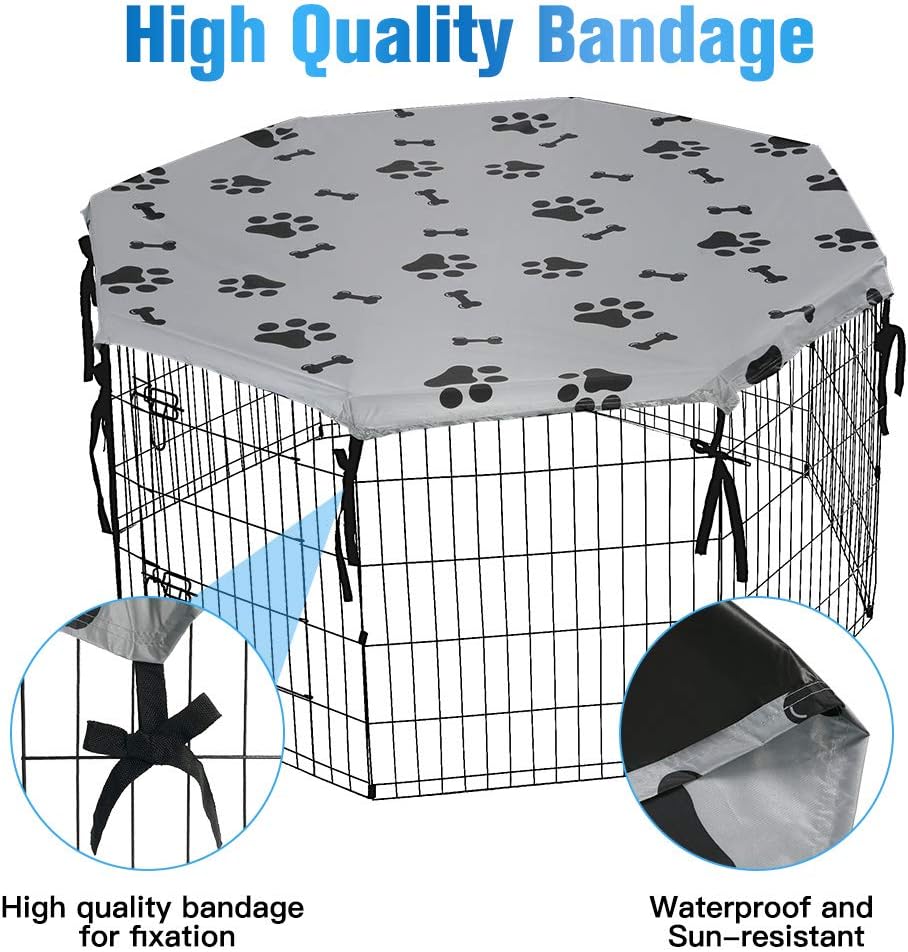 Dog Playpen Cover for Indoor & Outdoor - Water Proof & UV Resistant Pet Crate Cover, Escape Proof Privacy Kennel Cover Fits 24 Inches Pen with 8 Panels: Kitchen & Dining