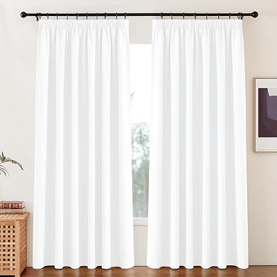 PONY DANCE Thermal Curtains Lining White 90x90 Two Panels Pencil Pleat