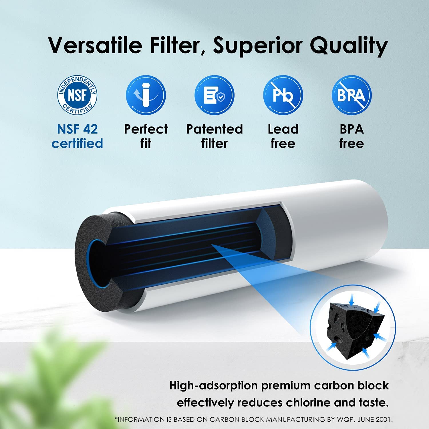 Waterdrop 4396508 Replacement for Everydrop® Filter 5, EDR5RXD1, Whirlpool® WF-NLC240V, 4396510,PNL240V, 4396508p, 4396547, 4392857, LC400V, Refrigerator Water Filter,3 Packs(Package May Vary)