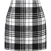 IDEALSANXUN Womens High Waist Plaid Skirt Bodycon Pencil Wool Mini Skirts