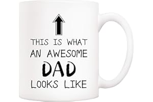 5Aup Christmas Gifts Funny Dad Coffee Mug, This Is What an Awesome Dad Looks Like, 11Oz Novelty Cups from Child Daughter Son Kids, Birthday Gifts for Dad Father Husband Men