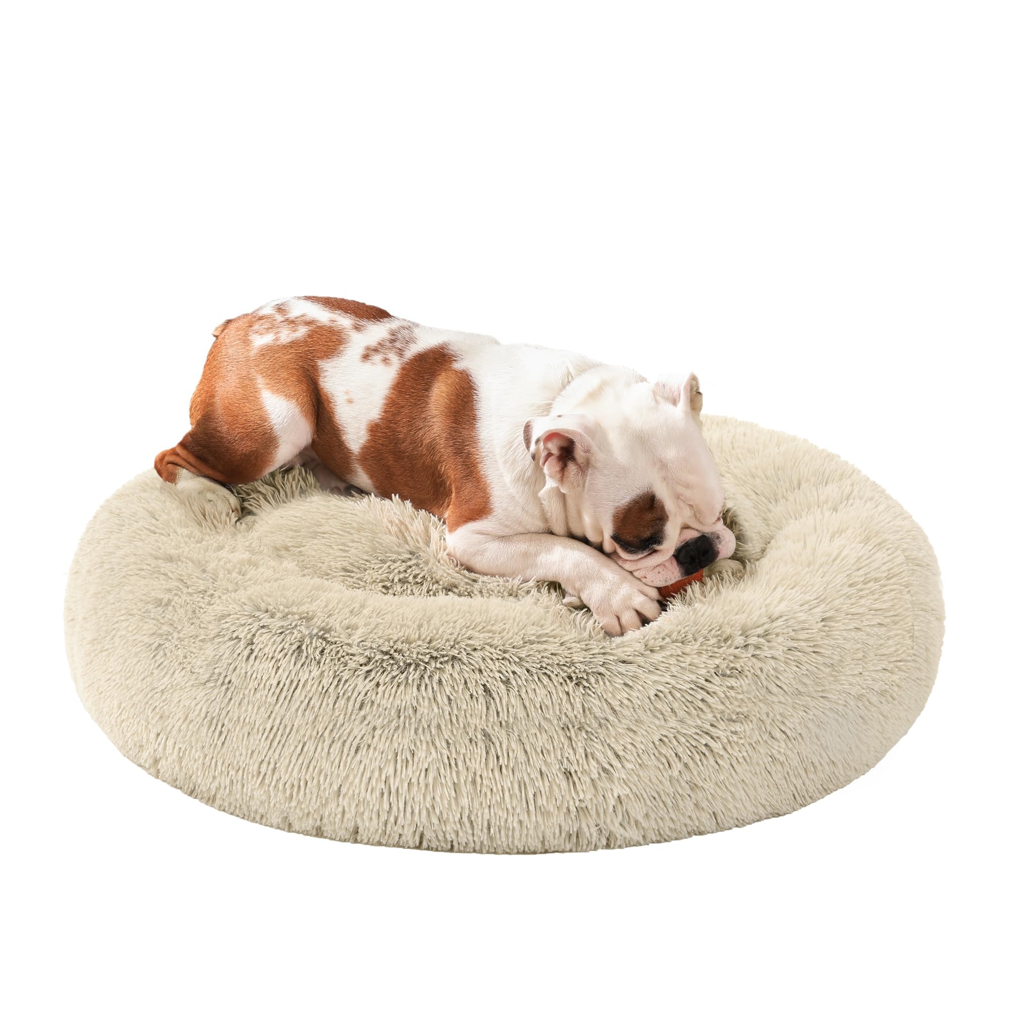 Feandrea Dog Bed, Cat Bed, Soft Plush Surface, 80 cm, Khaki PGW040S01