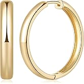 HOBATS 14K Gold Hoop Earrings for Women 14K Gold Earrings Elegant Womens Hoops Earring 30mm
