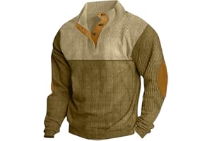 OSFVNOXV Men'S Sweatshirt V Neck Button Pullover Casual Patchwork Sweatshirts Outdoor Drawstring Hoodies Tactical T-Shirt