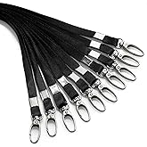 50Pcs Black Lanyard for ID Badges Nylon Flat Lanyard with Swivel Hook Bulk Lanyards for Office, School, Conference