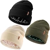 FURTALK Womens Winter Warm Satin Lined Beanie Hats Silk Lining Unisex Knit Slouchy Caps