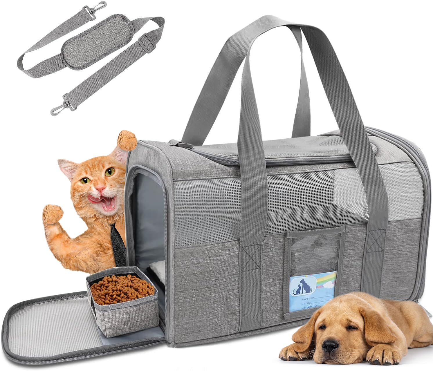 Photo 1 of Refrze Cat Carrier,Dog Carriers for Small Dogs Medium Cats Pet Carrier up to 15 Lbs, TSA Airline Approved Cat Carrier Soft, Cat Dog Crate Travel Bag,Grey
