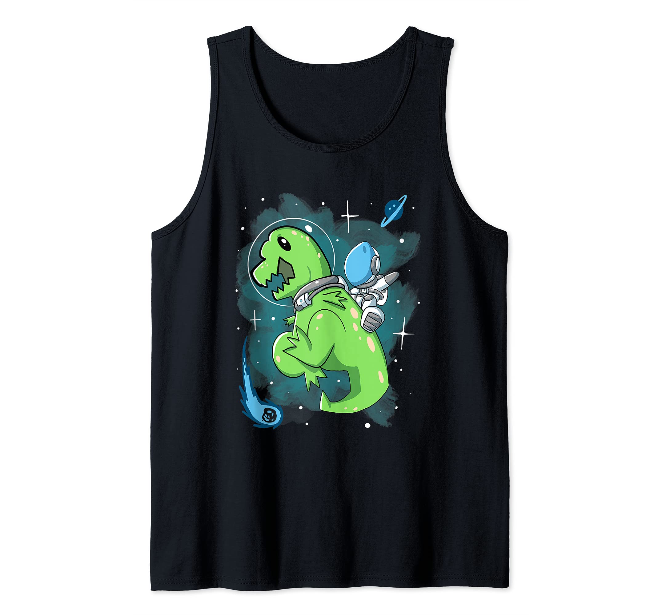 Astronaut Riding T-Rex Dinosaur Astronomy Space Tank Top