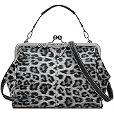 Tarvione Leopard Purse Retro Kiss Lock Purse and Handbags Crossbody Shoulder Bags Animal Cheetah Top Handle Bag