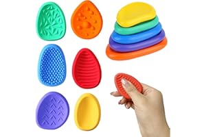 Aokeleilei Fidget Toys Sensory Stone for Kids 6 Pack Textured Soft Worry Stone for Autism Kids Calming Fidget Stress Toys for Classroom Chew Toys for Toddler Christmas Stocking Stuffer