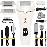 Meyluth Electric Callus Remover for Feet, 17-in-1 Professional Pedicure Kit, Foot Scrubber Electric Foot File for Hard Cracked Dry Dead Skin, 3 Rollers, 2 Speed, Battery Display