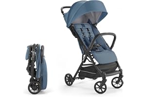 Inglesina Quid 2 Stroller - Manta Blue - Ultra Compact Lightweight Travel Stroller for Babies and Toddlers, Airplane Overhead, Foldable, Reclining Seat, Collapsible Canopy, 3 Months - 50 lbs, BPA Free