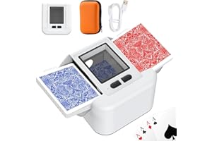 Buldoospok Automatic Card Shuffler for 2 Decks, 2000 mAh Rechargeable Low Noise Fast Electric Shuffler, Folding Smart Auto Shuffler for UNO Poker Blackjack Skip-Bo Canasta Texas Hold'em(White)