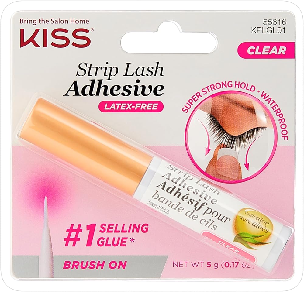 KISS 24 Hour Strip Eyelash Adhesive Clear - Latex Free Aloe Hypoallergenic