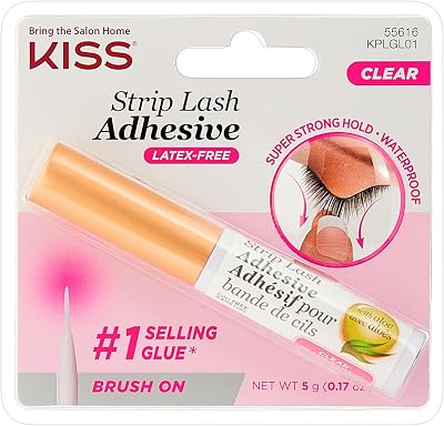KISS 24 Hour Strip Eyelash Adhesive Clear - Latex Free Aloe Hypoallergenic