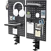 VIVO Black Clamp-on 20 x 24 inch Desk Pegboard, PP-DK24B | Steel Privacy Panel, Magnetic Peg Board, Office Accessory Organizer, Above or Under Desk Placement