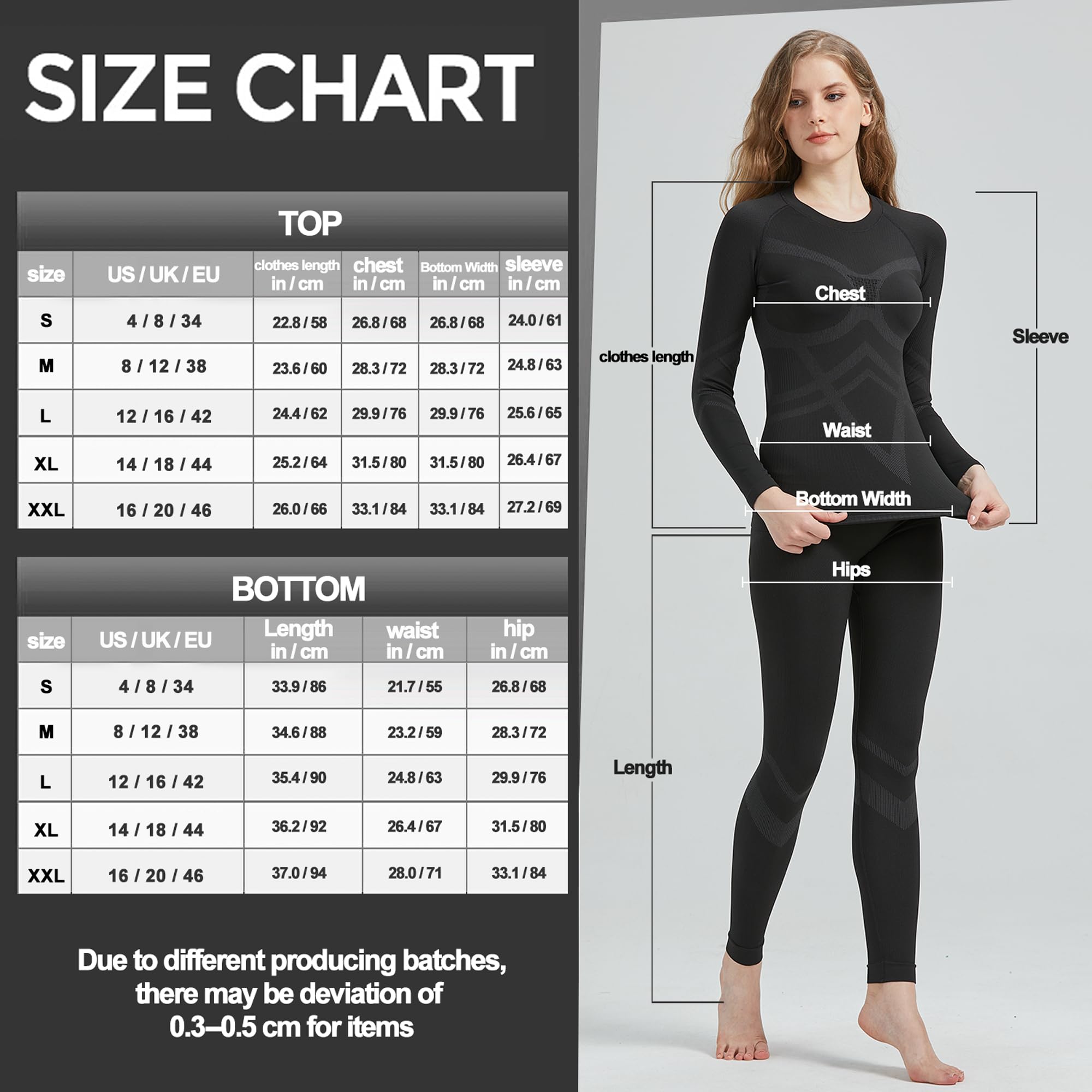 UNIQUEBELLA Thermal Underwear Womens, Quick Dry Winter Ladies Thermal Underwear Ski Thermal Underwear Set Functional Underwear for Skiing Sport Yoga