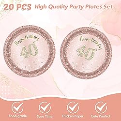 41Pcs 40th Birthday Decorations, Rose Gold Birthday
