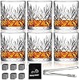 Whiskey Glasses Rocks Glasses 10oz Old Fashioned Glass Set of 6 Clear Whisky Glasses Lowball Glassware Drinking Tumblers Cups