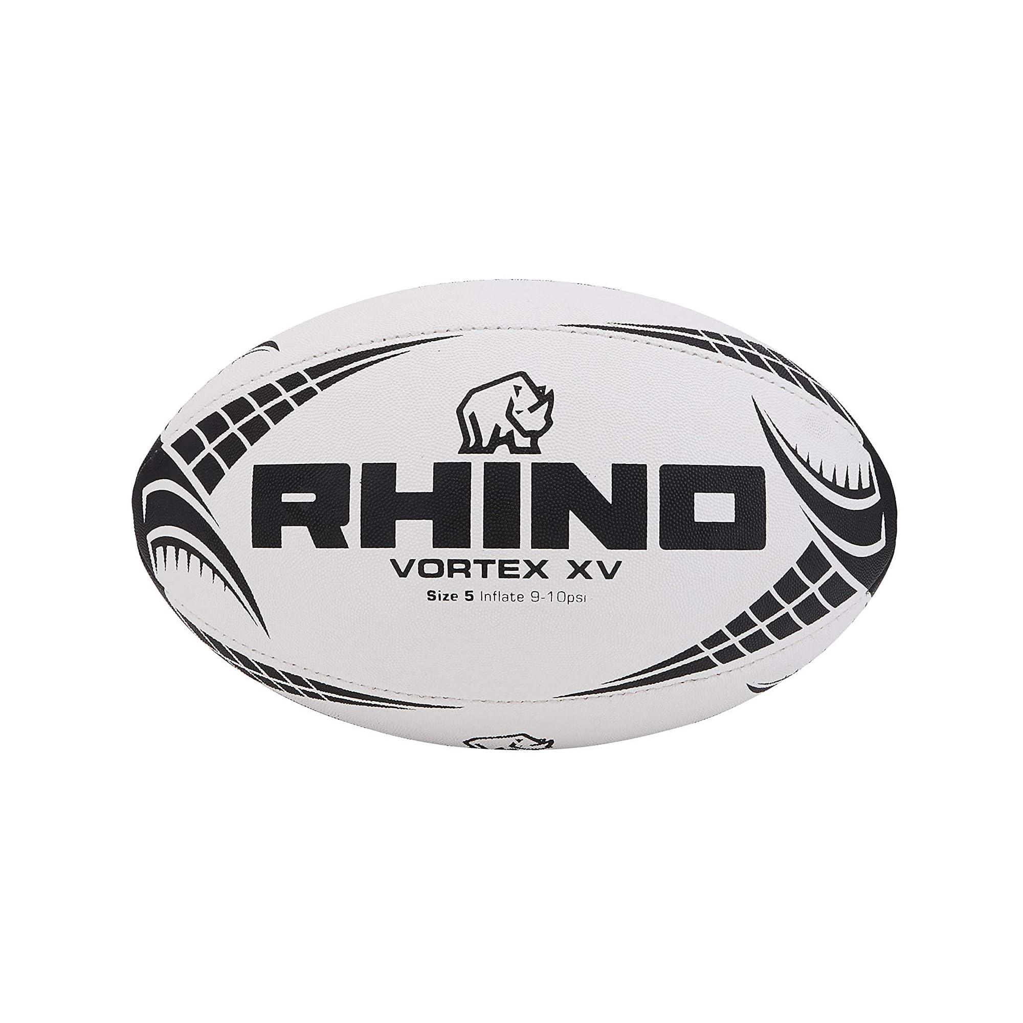Rhino Unisex Vortex XV Rugby Ball, White, Size 5