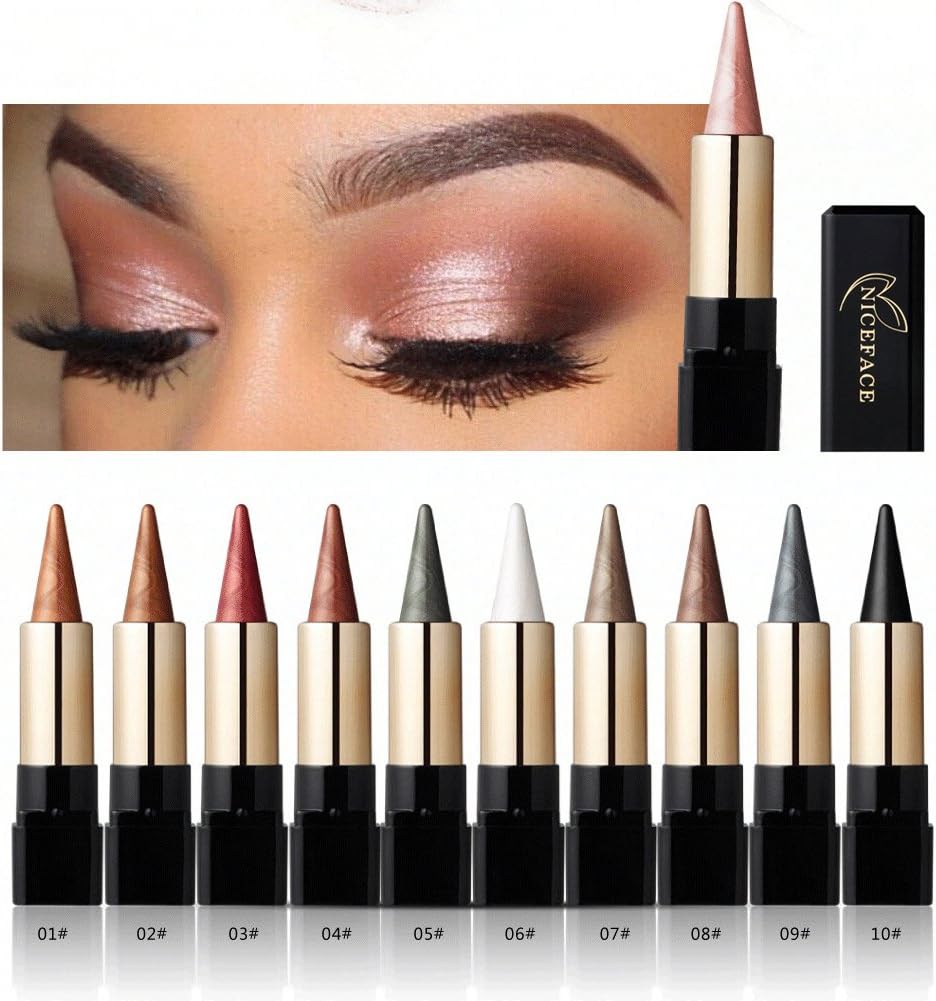 Indexu Eyeshadow Stick Metallic Smokey Eye Makeup Waterproof Shimmer Glitter Long Lasting Convenient 18#