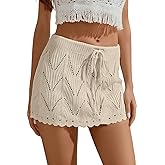Jumppmile Women's Crochet Cover Up Skirt Mini Knit Swimsuit Coverup for Beach