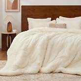 BEDELITE Cream White Fluffy Comforter Set Queen, Fuzzy Faux Fur Comforter | Warm Fleece Shaggy Bedding for Winter, Soft &amp; Cozy Plush Bed Set with 2 Pillowcases