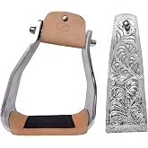 Western 5" Wide Engraved Angled Aluminum Slanted Saddle Stirrups 51253