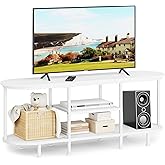 Leadpro TV Stand for Entertainment Center - TV Stands Table for Living Room - Small TV Console Table for Bedroom - Metal Television Stand with Storage Shelf - White