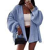 BKBEY Womens Oversized Chunky Cardigan Lantern Sleeve Open Front Loose Fall Slouchy Sweater Coats