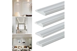 Yefanxi Glossy Peel and Stick Panels Molding Trim, Flexible Chair Rail Classic Wall Trim, Self-Adhesive Wall Paneling Strip for Home Decoration(Paintable White 10ft*1.6in)