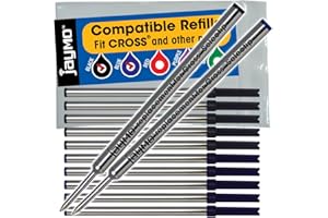 Jaymo Replacement for Cross Selectip 8523/8521 - Measures 4.375 in / 111 mm Long - Gel Rolling Ball Pen Refill - 6 Black + 6 Blue