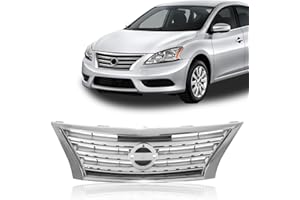 Perfit Liner Front Silver Black Grille Grill With Chrome Molding Compatible With 2013-2015 NISSAN Sentra Fits NI1200252 623103SH0A