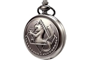 KAEVUD Fullmetal Alchemist Pocket Watch FMA Cosplay Vintage Accessories Anime Edward Elric Clock for Men