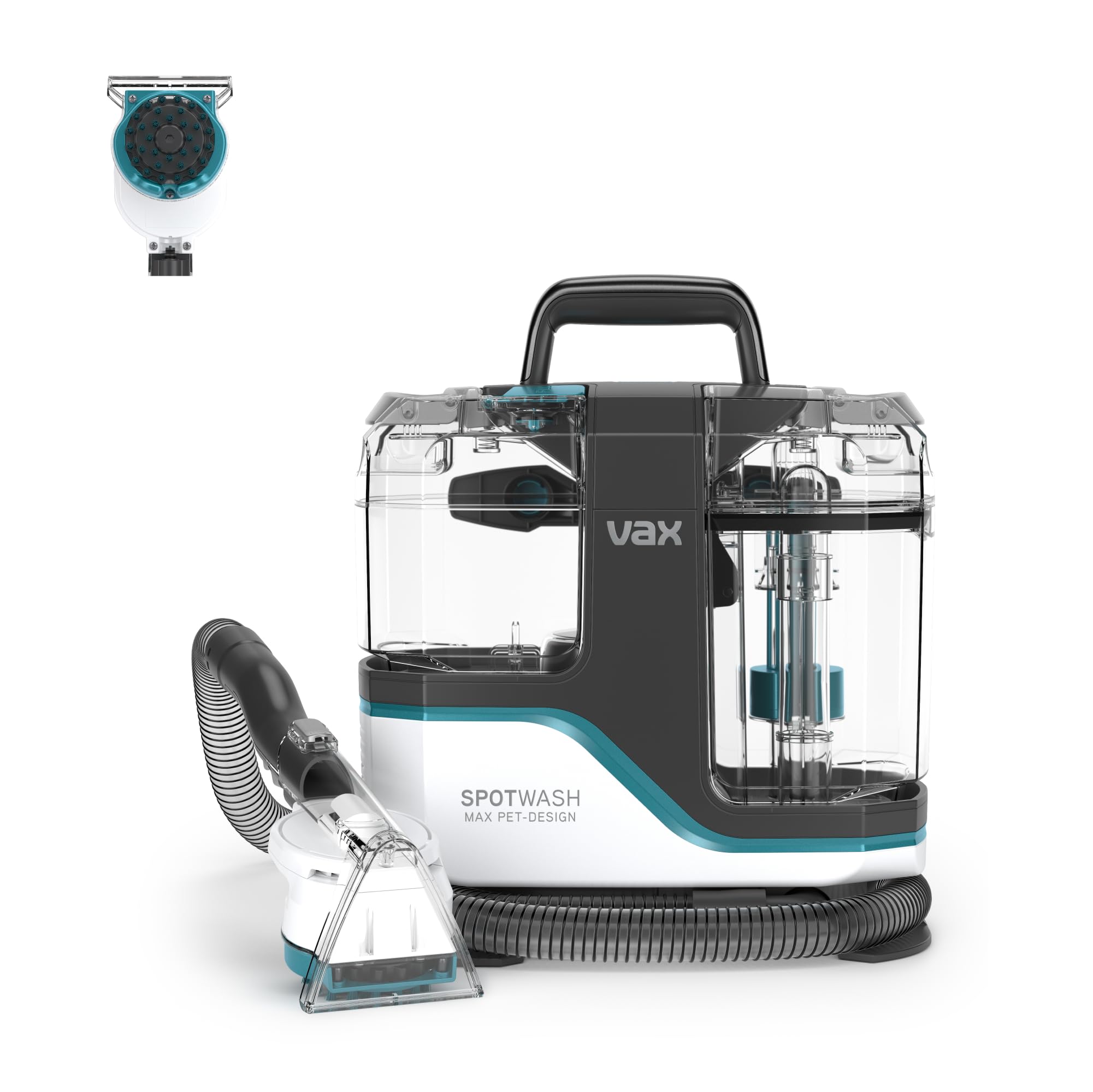 Vax SpotWash Max Pet-Design Spot Cleaner, Carpet Cleaner Machine, Upholstery and Sofa Cleaning, XL Tanks, Motorised, Crevice & Pet Tools for Spills & Stains, Included Solution, White/Blue, CDSW-MPXP