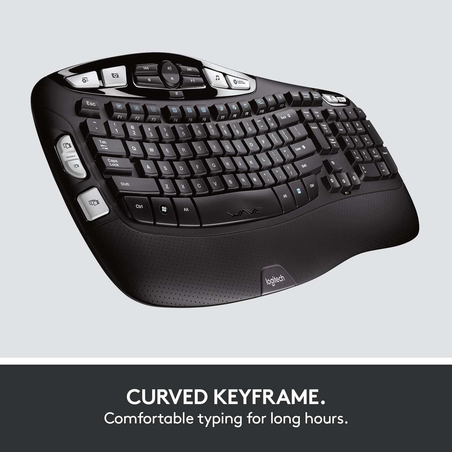 Logitech MK550 Wireless Wave Keyboard and Mouse Combo - Includes Keyboard and Mouse, Long Battery Life, Ergonomic Wave Design - Black: Electronics