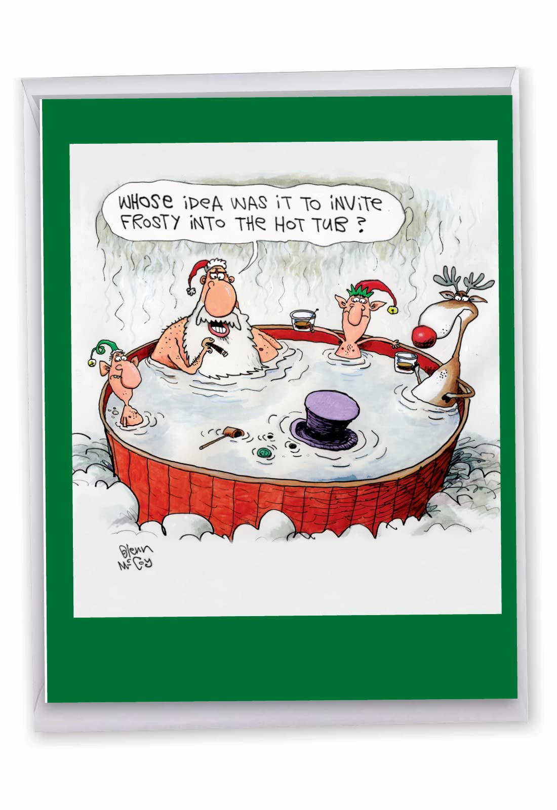 NobleWorks - Big Cartoon Christmas Card from Group (8.5 x 11 Inch) - Funny Holiday Cartoons, Jumbo Humor Card from All of Us - Invite Snowman J1539XSG-US