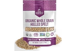 Great River Milling Organic Hulled Spelt Berries | Ancient Whole Spelt Grain | High Fiber & Protein | Non-GMO & Kosher | Ideal for Baking, Salads, Pilaf & More | 5 Lb