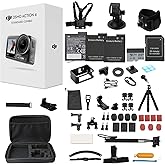 DJI Osmo Action 4 Standard Combo with 50 Piece Accessory Kit + 2 Extra Batteries + 64GB Card, 4K/120fps Waterproof Action Cam