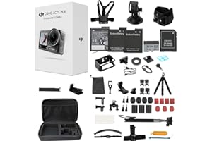 DJI Osmo Action 4 Standard Combo with 50 Piece Accessory Kit + 2 Extra Batteries + 64GB Card, 4K/120fps Waterproof Action Camera with a 1/1.3-Inch Sensor, Long-Lasting 160 Mins, Outdoor Camera