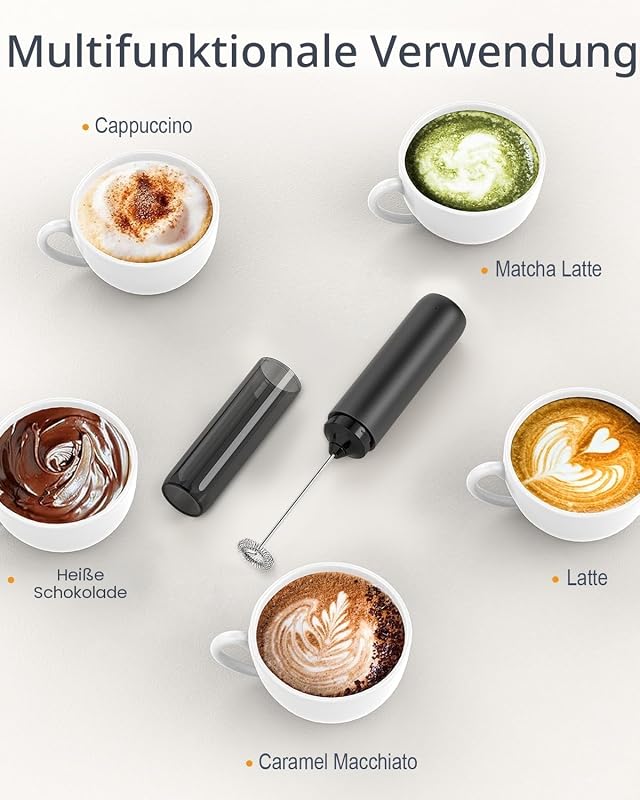 Elektrischer Milchaufschäumer, wiederaufladbar, tragbarer Mini-Mixer für Kaffee/Milchkaffee/Cappuccino/heiße Schokolade — Foto 7 von 7